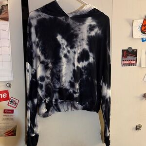 Veronica M Black and Gray Tie-Dye Top